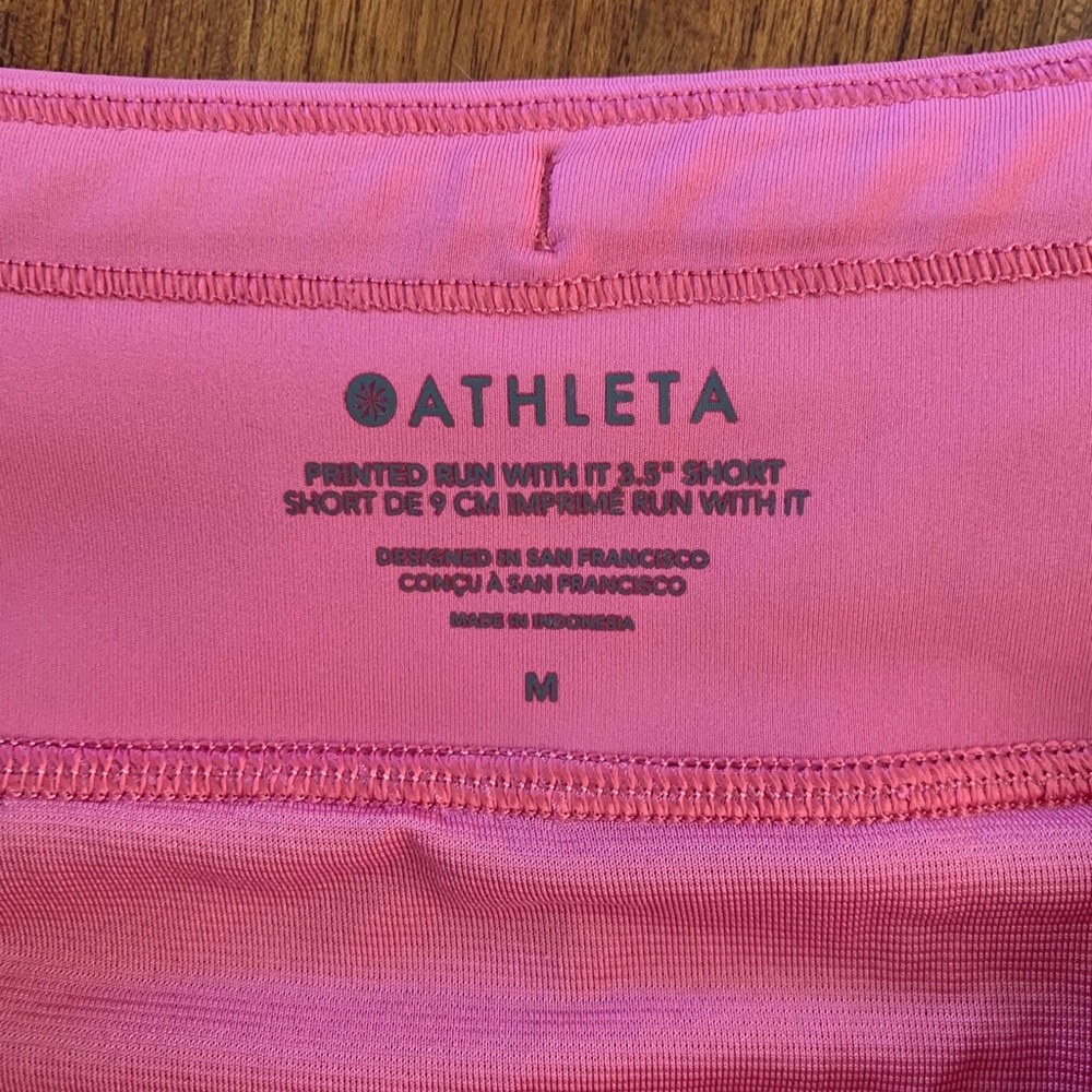 ATHLETA Running Shorts Size M Run With It 3.5" Lined  Painted Energy Coral Pink - Picture 3 of 11